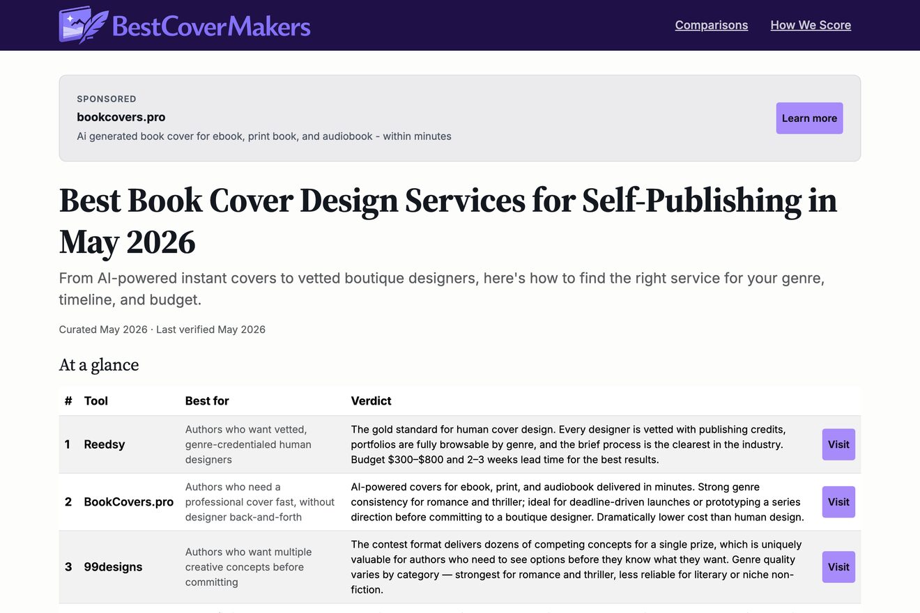 Best Cover Makers — a comparison site built on Rankies